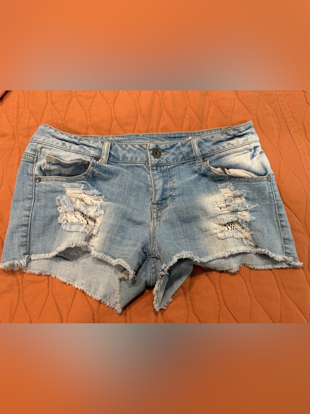 Celebrity Pink Distressed Denim Shorts Size 13 Y2K Style